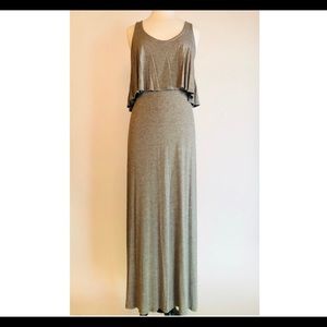 Grey Maxi Jersey Dress with Open Back L